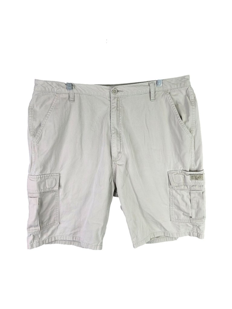 Mens Wrangler Beige Relax Fit Cargo Shorts Flat Front 10" Inseam Cotton Size 38